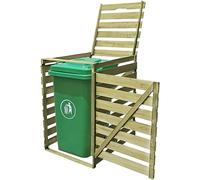 Mokuyary Cache-poubelles pour 1 poubelle de 240 l en bois imprégné, avec couvercle rabattable et porte pour poubelles, abris pour poubelles, habillage de poubelles