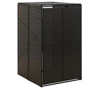 Mokuyary Cache-poubelles pour 1 poubelle - Noir - 70 x 80 x 117 cm - En rotin synthétique - Pour habillage de poubelles - Conteneur à déchets - Caisse à outils
