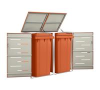 Mokuyary Cache-poubelles pour 2 poubelles - 138 x 77,5 x 112,5 cm - En acier inoxydable - Avec couvercle et porte verrouillable - Pour poubelles - B