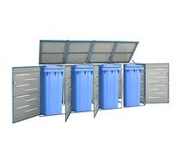 Mokuyary Cache-poubelles pour 4 poubelles 276,5 x 77,5 x 112,5 cm en acier inoxydable avec couvercle et porte verrouillable pour poubelles, abris pour poubelles, cache-poubelles -B