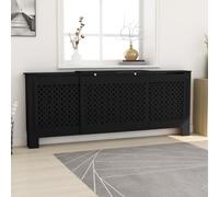 Mokuyary Cache-radiateur en MDF noir 205 cm pour étagère de radiateur, armoire pour radiateurs, étagère de chauffage, cache-radiateur moderne pour le salon -A