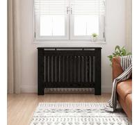 Mokuyary Cache-radiateur, noir, aspect chêne, 112 x 19 x 81,5 cm, étagère pour radiateurs, étagère pour radiateurs, pour salon, cuisine