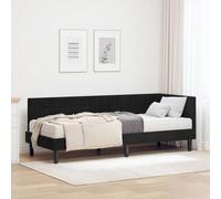 Mokuyary Cadre de lit d'angle avec Matelas 2 pièce Noir Velours Lit Plateforme avec Support de Lattes Montage Facile pour Chambre à Coucher, Adultes -C