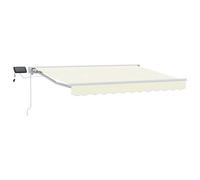 Mokuyary Cadre de Store Manuel avec LEDs Crème et Blanc 3x2,5 m Jardin | Auvent de Terrasse, Marquise Brise Soleil de Balcon Protection Solaire pour Patio, Extérieur