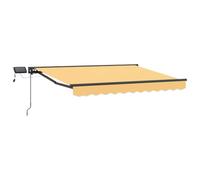 Mokuyary Cadre de Store Manuel avec LEDs Sable 5x3 m Jardin A | Auvent de Terrasse, Marquise Brise Soleil de Balcon Protection Solaire pour Patio, Extérieur