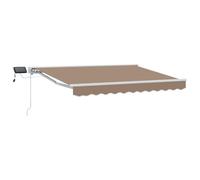 Mokuyary Cadre de Store Manuel avec LEDs Taupe 3x2,5 m Jardin | Auvent de Terrasse, Marquise Brise Soleil de Balcon Protection Solaire pour Patio, Extérieur