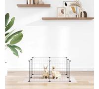 Mokuyary Cage pour Animaux de Compagnie à 8 Panneaux Noir 35x35cm Acier Clapier Lapin Cage à Lapin Cage pour Petits Animaux Clapier Lapin Poulailler Cochon d'Inde