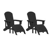 Mokuyary Chaise de Jardin 2 pièce Noir 83 x 74 x 92 cm Polyéthylène Fauteuil Jardin Exterieur, Chaise Adirondack pour Piscine, Foyer, Terrasse, Patio, Balcon, arrière-Cour
