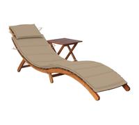 Mokuyary Chaise Longue de Jardin avec Table et Coussin Bois d'acacia R