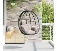 Mokuyary Chaise Suspendue Taupe 91,5 x 60 x 110 cm polyrotin Fauteuil de Relaxation, Chaise Balançoire pour Salon, Jardin, Terrasse, Coin Lecture, Extérieur, Balcon
