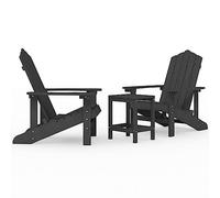 Mokuyary Chaises de Jardin Adirondack avec Table PEHD Anthracite Fauteuil Jardin Exterieur, Chaise Adirondack pour Piscine, Foyer, Terrasse, Patio, Balcon, arrière-Cour