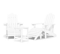 Mokuyary Chaises de Jardin Adirondack Repose-Pied Table PEHD Blanc Fauteuil Jardin Exterieur, Chaise Adirondack pour Piscine, Foyer, Terrasse, Patio, Balcon, arrière-Cour