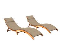 Mokuyary Chaises Longues Lot de 2 avec Coussins Bois d'acacia Solide R