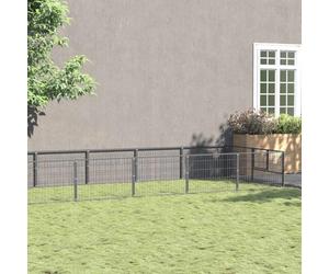 Mokuyary Chenil Argenté 20 m² Acier Enclos extérieur pour Chiens et Chiots, Cage Niche pour Jardin