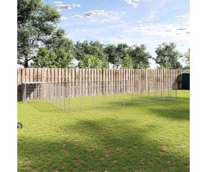 Mokuyary Chenil Argenté 25,41 m² Acier Enclos extérieur pour Chiens et Chiots, Cage Niche pour Jardin -A