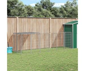 Mokuyary Chenil Argenté 330x110x110 cm Acier Enclos extérieur pour Chiens et Chiots, Cage Niche pour Jardin