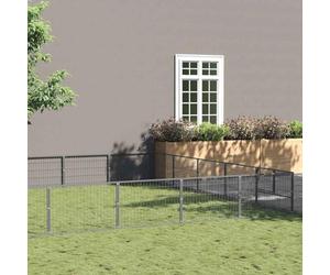 Mokuyary Chenil Argenté 35 m² Acier Enclos extérieur pour Chiens et Chiots, Cage Niche pour Jardin