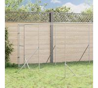 Mokuyary Chenil d'extérieur pour Chiens argenté 4x12x2 m Acier galvanisé Enclos extérieur pour Chiens et Chiots, Cage Niche pour Jardin