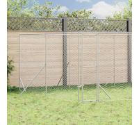 Mokuyary Chenil d'extérieur pour Chiens argenté 4x4x2 m Acier galvanisé Enclos extérieur pour Chiens et Chiots, Cage Niche pour Jardin