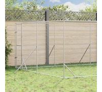 Mokuyary Chenil d'extérieur pour Chiens argenté 4x8x2 m Acier galvanisé Enclos extérieur pour Chiens et Chiots, Cage Niche pour Jardin