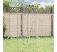 Mokuyary Chenil d'extérieur pour Chiens argenté 8x12x2 m Acier galvanisé Enclos extérieur pour Chiens et Chiots, Cage Niche pour Jardin