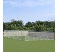 Mokuyary Chenil d'extérieur pour Chiens argenté 8x16x2 m Acier galvanisé Enclos extérieur pour Chiens et Chiots, Cage Niche pour Jardin