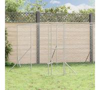 Mokuyary Chenil d'extérieur pour Chiens argenté 8x8x2 m Acier galvanisé Enclos extérieur pour Chiens et Chiots, Cage Niche pour Jardin