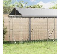 Mokuyary Chenil d'extérieur pour Chiens avec Toit argenté 2x6x2,5 m Enclos extérieur pour Chiens et Chiots, Cage Niche pour Jardin -A