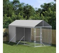 Mokuyary Chenil d'extérieur pour Chiens avec Toit argenté 2x6x2,5 m Enclos extérieur pour Chiens et Chiots, Cage Niche pour Jardin -B