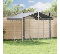 Mokuyary Chenil d'extérieur pour Chiens avec Toit argenté 3x3x2,5 m Enclos extérieur pour Chiens et Chiots, Cage Niche pour Jardin