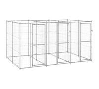 Mokuyary Chenil extérieur Acier galvanisé 7,26 m² Enclos extérieur pour Chiens et Chiots, Cage Niche pour Jardin -A