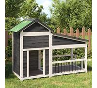 Mokuyary Chenil Gris 143x60,5x109 cm Bois de pin Solide Enclos extérieur pour Chiens et Chiots, Cage Niche pour Jardin