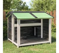 Mokuyary Chenil Gris 96x87x80,5 cm Bois de pin Solide Enclos extérieur pour Chiens et Chiots, Cage Niche pour Jardin