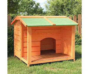 Mokuyary Chenil Marron 96x87x80,5 cm Bois de pin Solide Enclos extérieur pour Chiens et Chiots, Cage Niche pour Jardin