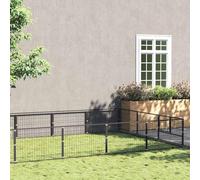 Mokuyary Chenil Noir 15 m² Acier Enclos extérieur pour Chiens et Chiots, Cage Niche pour Jardin