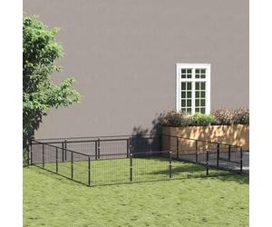 Mokuyary Chenil Noir 16 m² Acier Enclos extérieur pour Chiens et Chiots, Cage Niche pour Jardin -A
