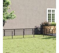 Mokuyary Chenil Noir 20 m² Acier Enclos extérieur pour Chiens et Chiots, Cage Niche pour Jardin -A