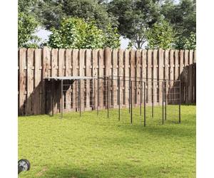 Mokuyary Chenil Noir 4,84 m² Acier Enclos extérieur pour Chiens et Chiots, Cage Niche pour Jardin