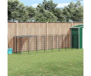 Mokuyary Chenil Noir 4,84 m² Acier Enclos extérieur pour Chiens et Chiots, Cage Niche pour Jardin 3082200