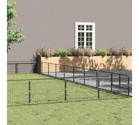 Mokuyary Chenil Noir 81 m² Acier Enclos extérieur pour Chiens et Chiots, Cage Niche pour Jardin