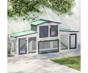 Mokuyary Clapier Large d'extérieur Gris et Blanc 201x45x85 cm Bois, Cage Clapier Enclos pour Lapins Petits Animaux