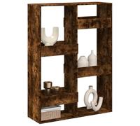 Mokuyary Cloison de séparation chêne fumé100x33x135 cm Bois d'ingénierie, Bibliothèque Meuble de Rangement avec Compartiments, Armoire Étagère à Livres pour Salon, Chambre à Coucher