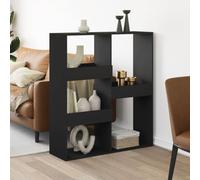 Mokuyary Cloison de séparation Noir 100x33x115 cm Bois ingénierie, Bibliothèque Meuble de Rangement avec Compartiments, Armoire Étagère à Livres pour Salon, Bureau, Chambre à Coucher