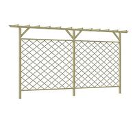 Mokuyary Clôture de jardin en treillis avec dessus de pergola en bois - Clôture brise-vue - Panneau de clôture de jardin pour paysage, jardin, décoration extérieure