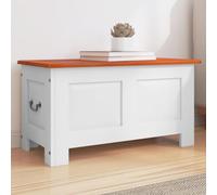 Mokuyary Coffre avec couvercle, marron et blanc, bois massif, acacia, coffre au trésor, armoire de rangement pour couloir, chambre à coucher, salon -A2