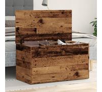 Mokuyary Coffre de rangement aspect bois vieilli 84 x 42 x 46 cm - En matériau dérivé du bois - Coffre au trésor - Coffre de rangement pour couloir, chambre à coucher, salon