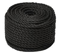 Mokuyary Corde de travail Noir 14 mm 25 m polypropylène Corde Tressée Multi-usages pour Bricolage, Maison, Jardin et l'atelier