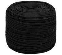 Mokuyary Corde de Travail Noir 8 mm 250 m Polyester Corde Tressée Multi-usages pour Bricolage, Maison, Jardin et l'atelier