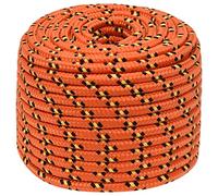 Mokuyary Corde en polypropylène tressé pour bateau, 12 mm et 25 m - Résistante aux intempéries - Pour camping, voile, transport, bateau, kayak et pêche - Orange