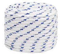 Mokuyary Corde pour bateau, blanche, 16 mm, 25 m, en polypropylène, tressée pour bateau, amarrage, corde en polypropylène, corde tressée blanche et bleue